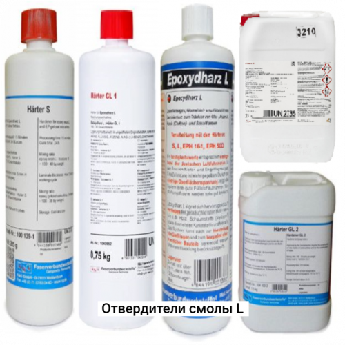 Отвердители S, L, LT, GL1, GL2, CL, W300 смолы L, 1кг