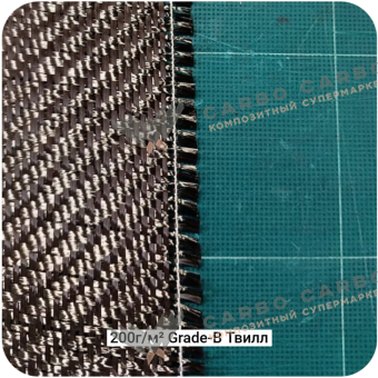 Углеродная ткань 200г/м² Саржа/Twill 3К, 1000мм *Grade-B #6959